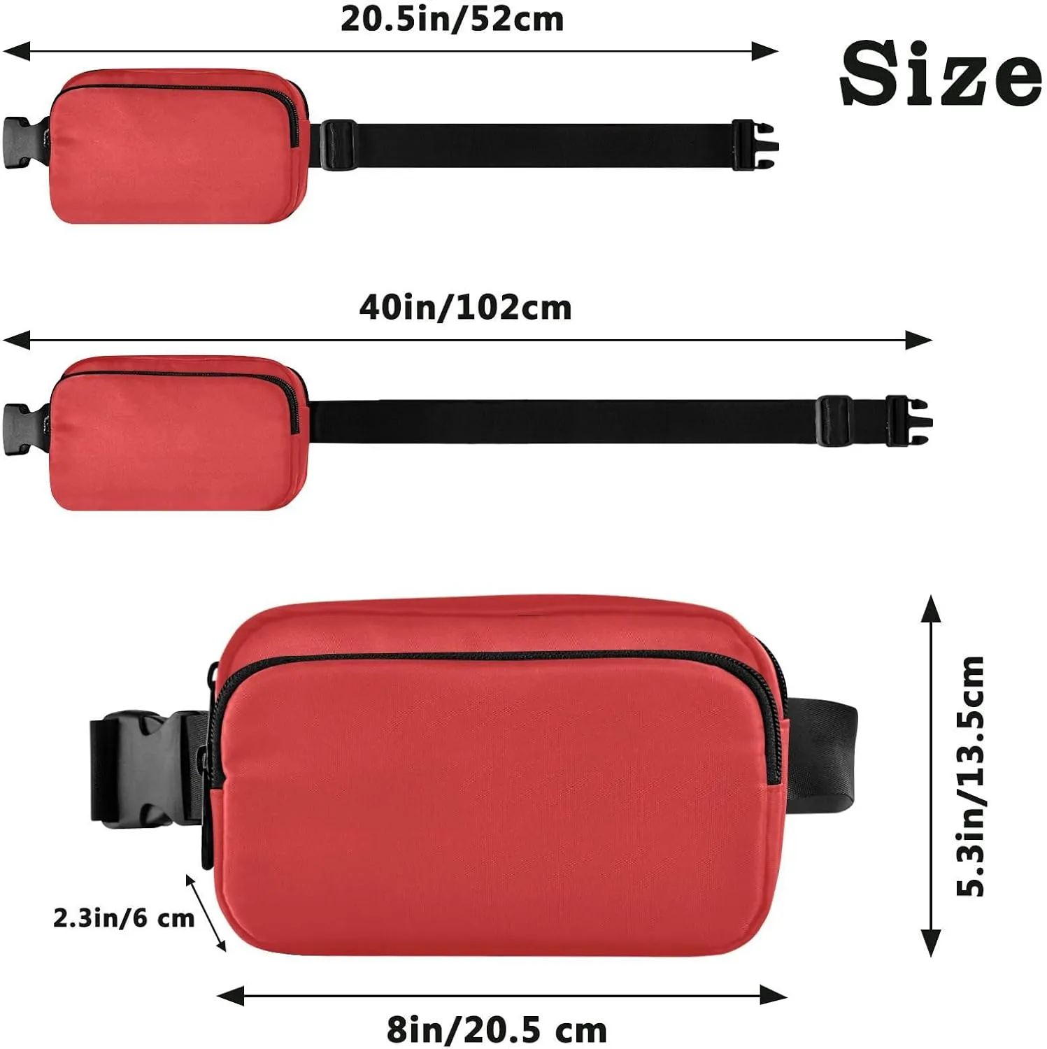 Red Fanny Packs for Women Belt Bag Waterproof Fanny Pack Cross Body Bum Bag Fashion Waist Packs Small Crossbody Bags for Traveling Running Sports Hiking Men