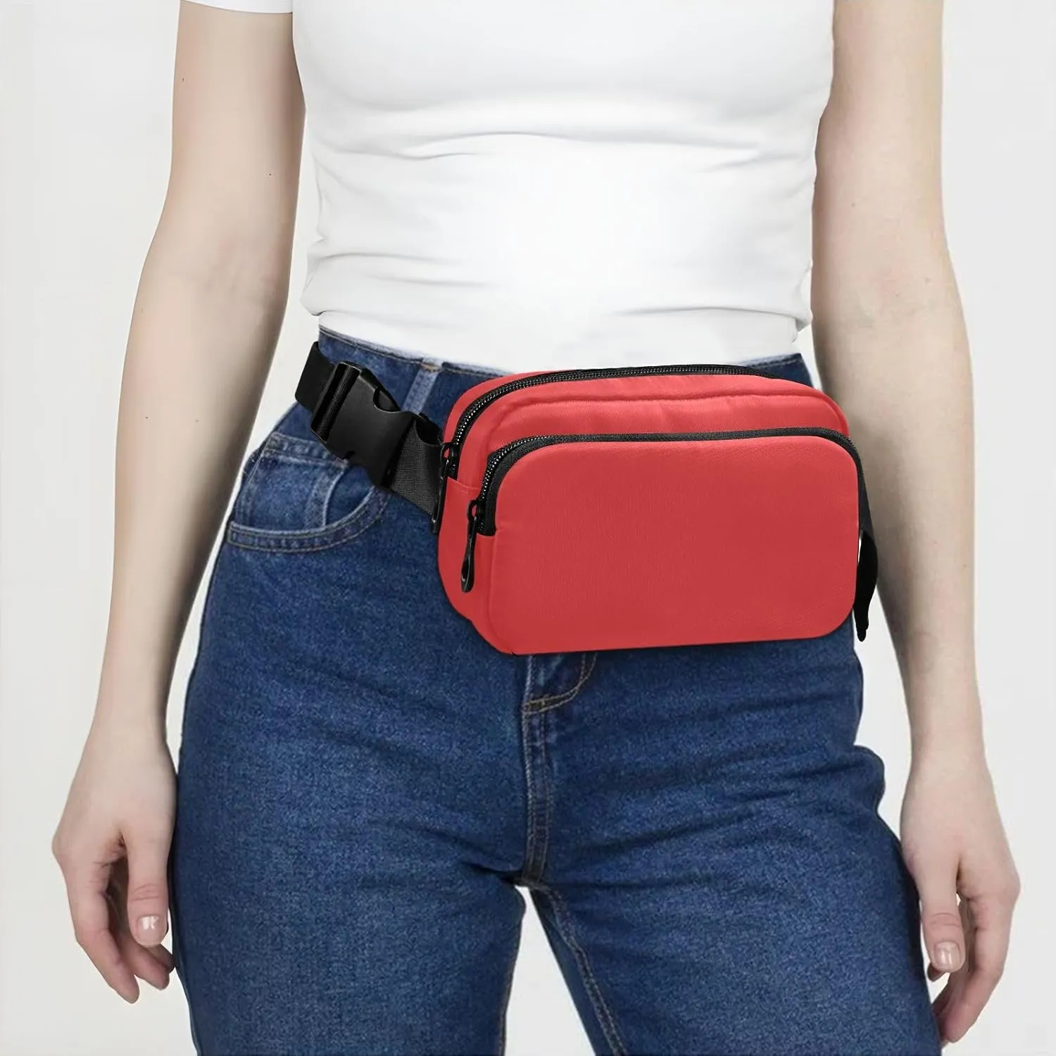 Red Fanny Packs for Women Belt Bag Waterproof Fanny Pack Cross Body Bum Bag Fashion Waist Packs Small Crossbody Bags for Traveling Running Sports Hiking Men