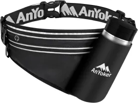 Running Hydration Belt with Water Bottle Holder, Walking, Hiking Fanny Pack for Phone, Key, Card, Outdoor sport Runners Essentials Accessories Marathon Triathlon Walking Jogging Gear (Black)