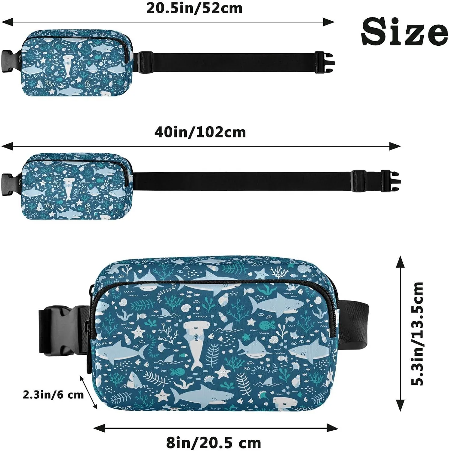 Shark Belt Bag for Women Fanny Pack Lightweight Waist Bags Waterproof for Travel Walking Running Hiking Cycling