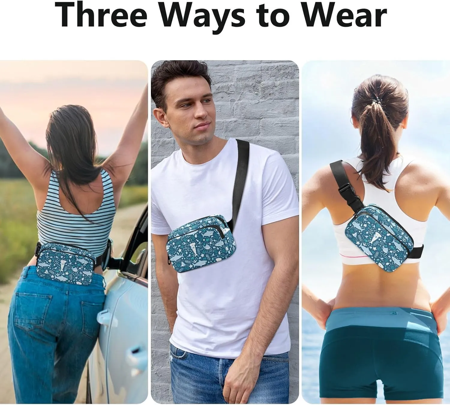 Shark Belt Bag for Women Fanny Pack Lightweight Waist Bags Waterproof for Travel Walking Running Hiking Cycling