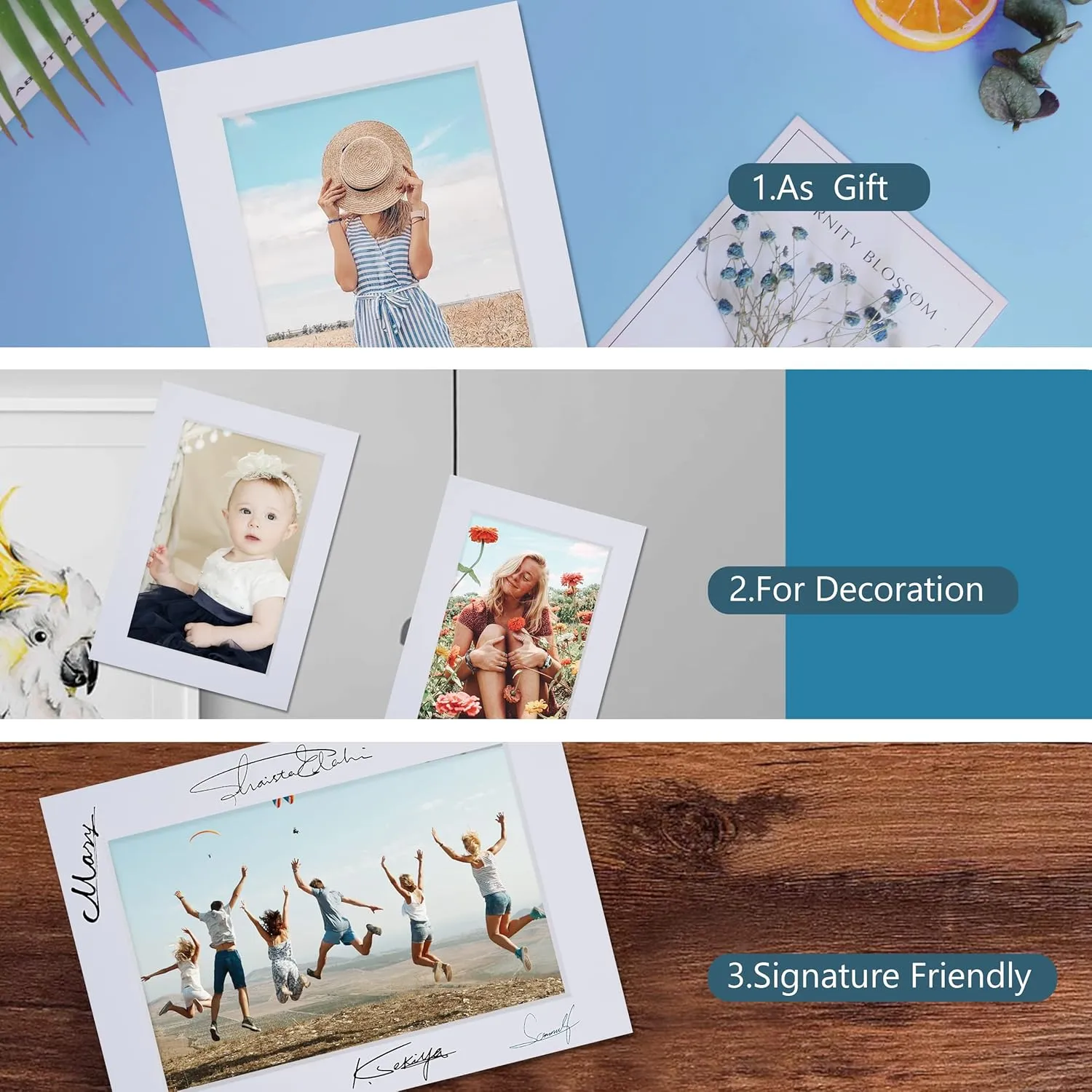 Somime 10 Pack White Photo Board 11x14 Mat for 8.5x11 Photo Mat, White Core Bevel Cut 11x14 Matted Picture Frame Mat Kit Includes 10 Pre Cut Frame Mats & 10 Acid Free Backers & 10 Clear Seal Bags