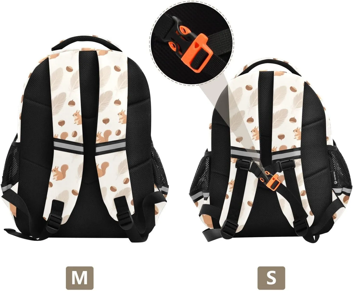 Squirrel Chestnut Feather Backpack for Kids 8-14 Years Boys Girls School Bookbag Daypack M 2300658