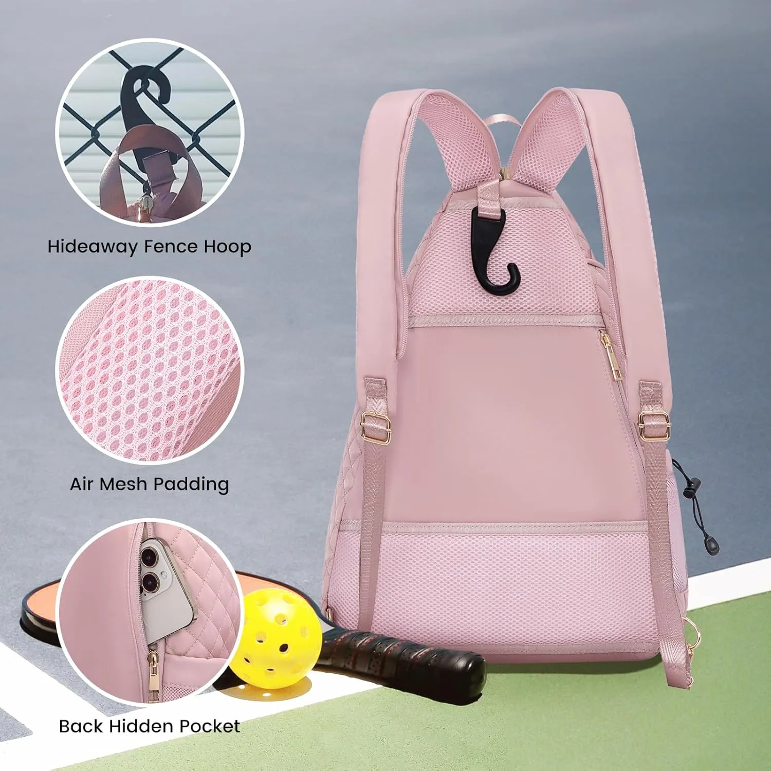 Sucipi Women's Pickleball Backpack - Quilted Crossbody Sling Bag for Tennis & Pickleball Paddle
