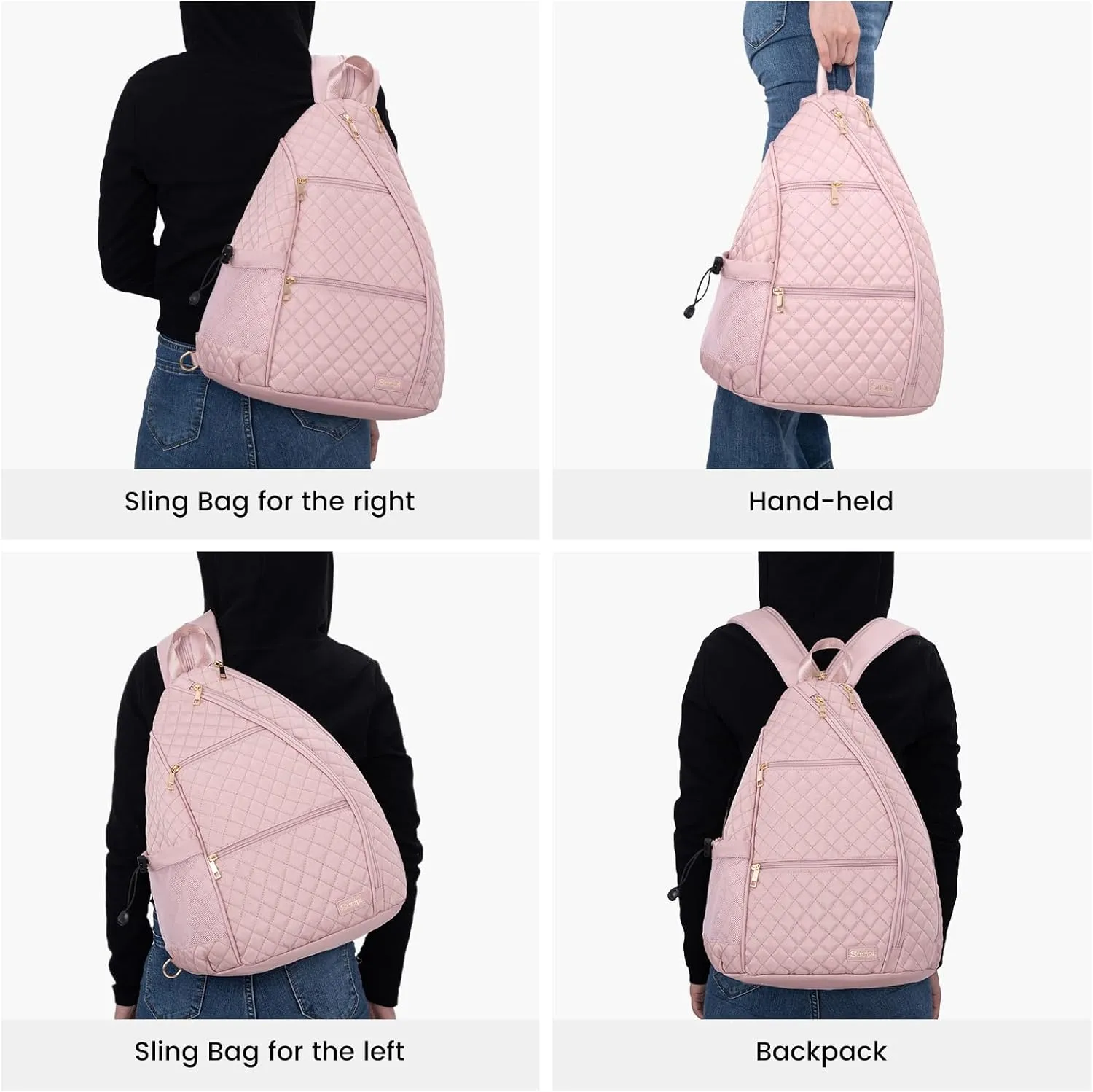 Sucipi Women's Pickleball Backpack - Quilted Crossbody Sling Bag for Tennis & Pickleball Paddle