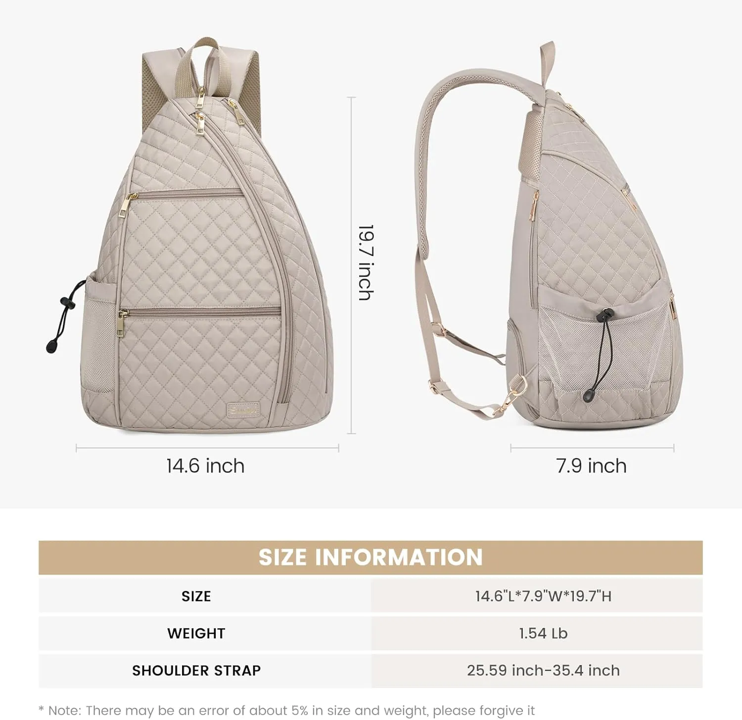 Sucipi Women's Pickleball Backpack - Quilted Crossbody Sling Bag for Tennis & Pickleball Paddle