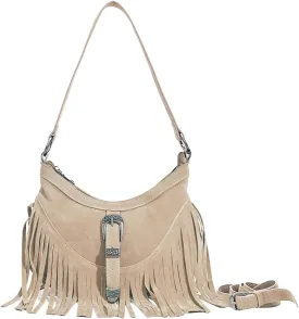 Sunwel Fashion Women Western Small Fringe Underarm Purse Shoulder Bag Vegan Suede Hippie Crossbody Bag with Tassel