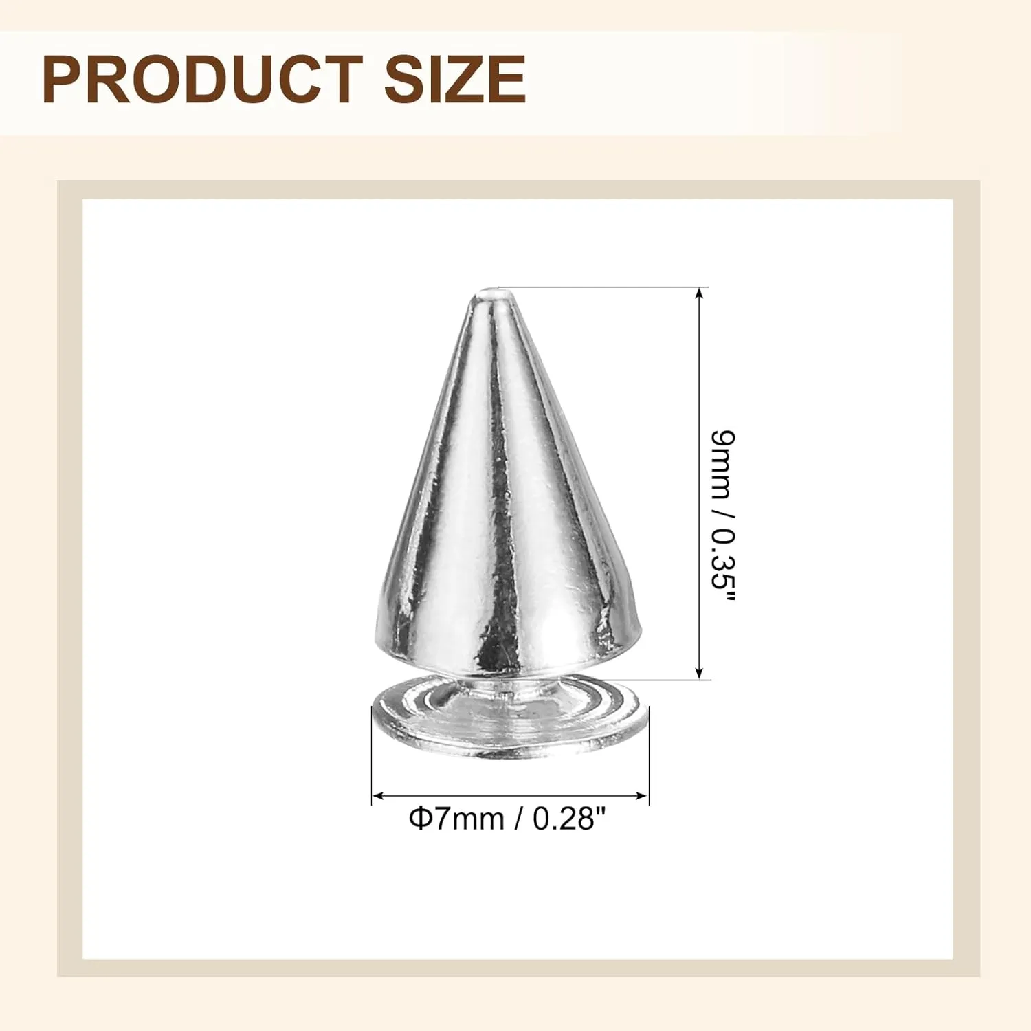 uxcell 50 Sets Spikes and Studs, 7 x 9mm Cone Spikes Screw Back Studs Rivets, Cone Punk Spikes Rivet for Clothing Belts Bags DIY Leather Crafts, Silver