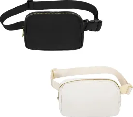 Waist Belt Bag Fashion Fanny Women and Men Gift Waist Pack With Adjustable Strap For Travel Running Hiking Walking Black Beige