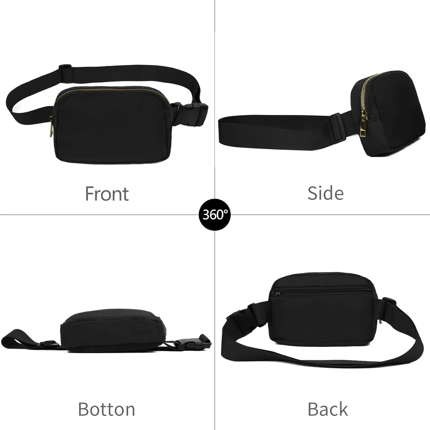 Waist Belt Bag Fashion Fanny Women and Men Gift Waist Pack With Adjustable Strap For Travel Running Hiking Walking Black Beige