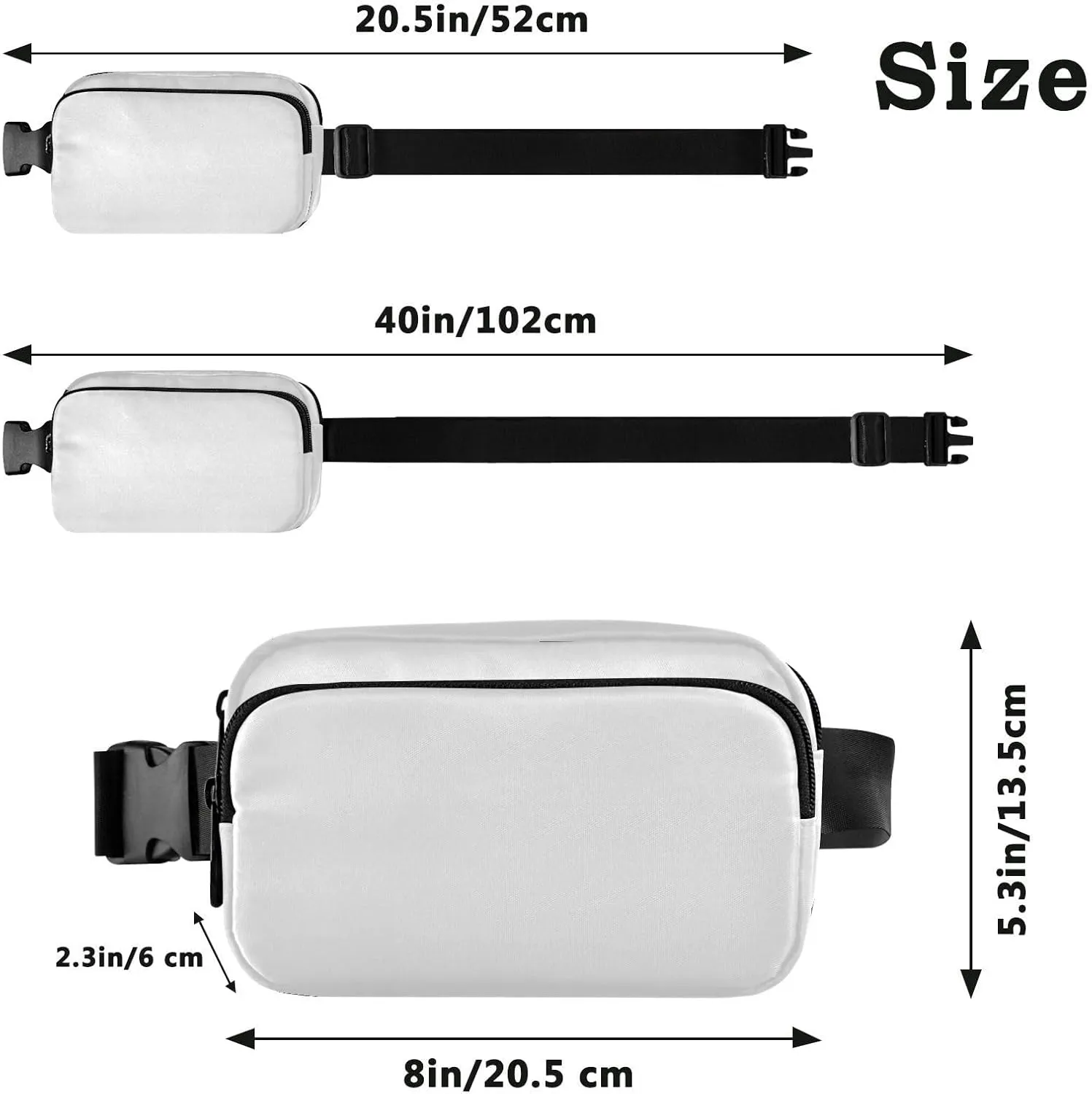 White Fanny Packs for Women Belt Bag Cross Body Bum Bag Waterproof Fanny Pack Fashion Waist Packs Small Crossbody Sling Bag for Traveling Running Sports Hiking Men