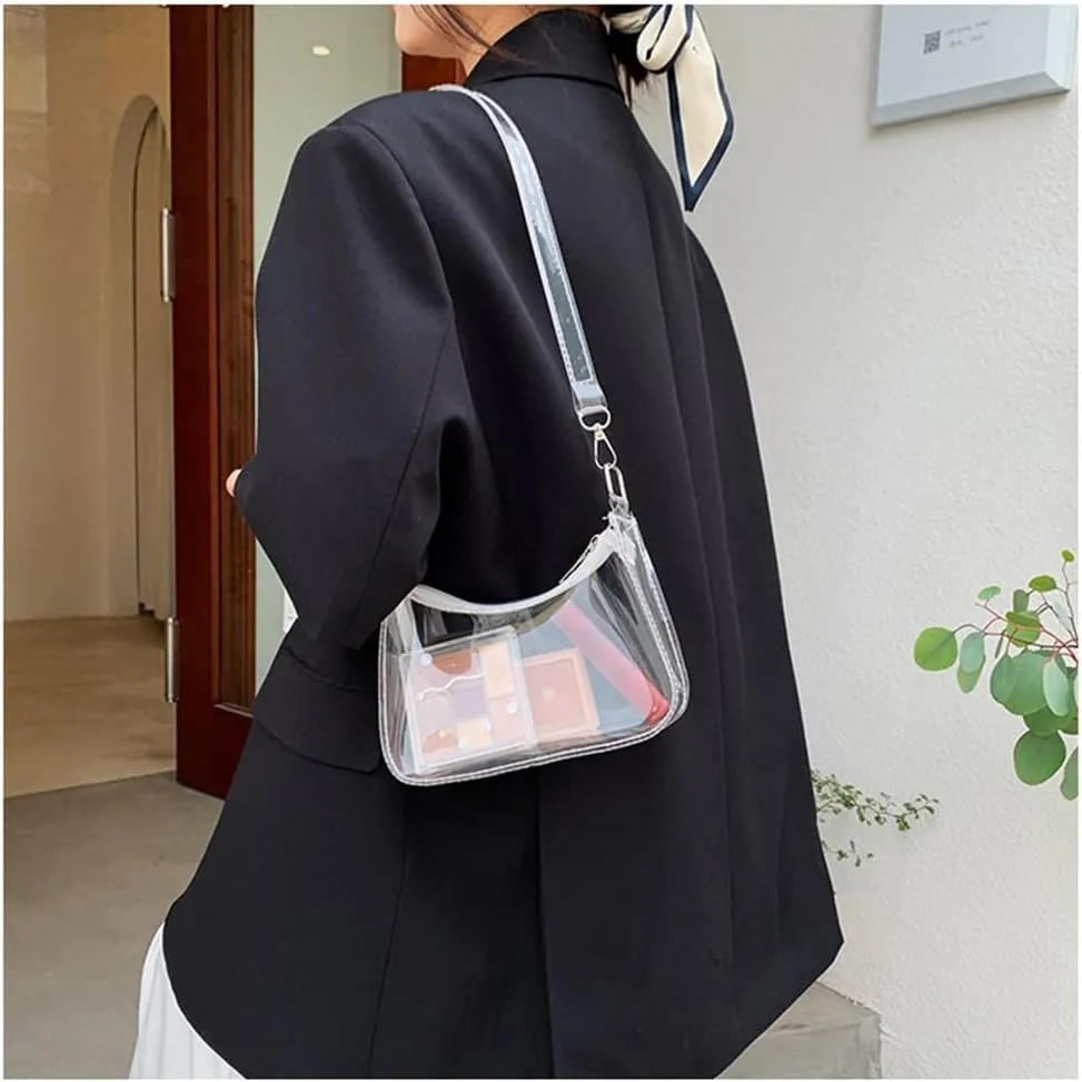 Women's Fashion Vintage Clear Crossbody Bag Stadium Approved Jelly Purse Concert Bag Festival Gifts