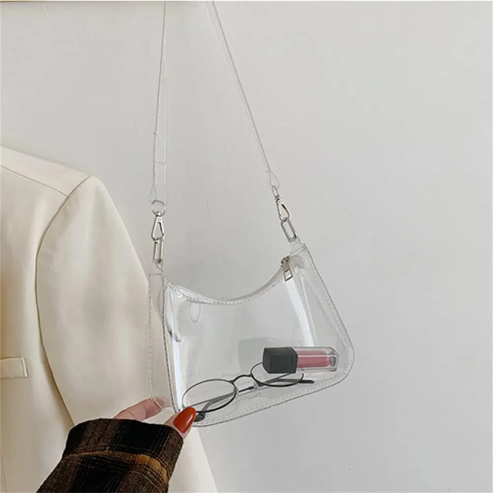 Women's Fashion Vintage Clear Crossbody Bag Stadium Approved Jelly Purse Concert Bag Festival Gifts