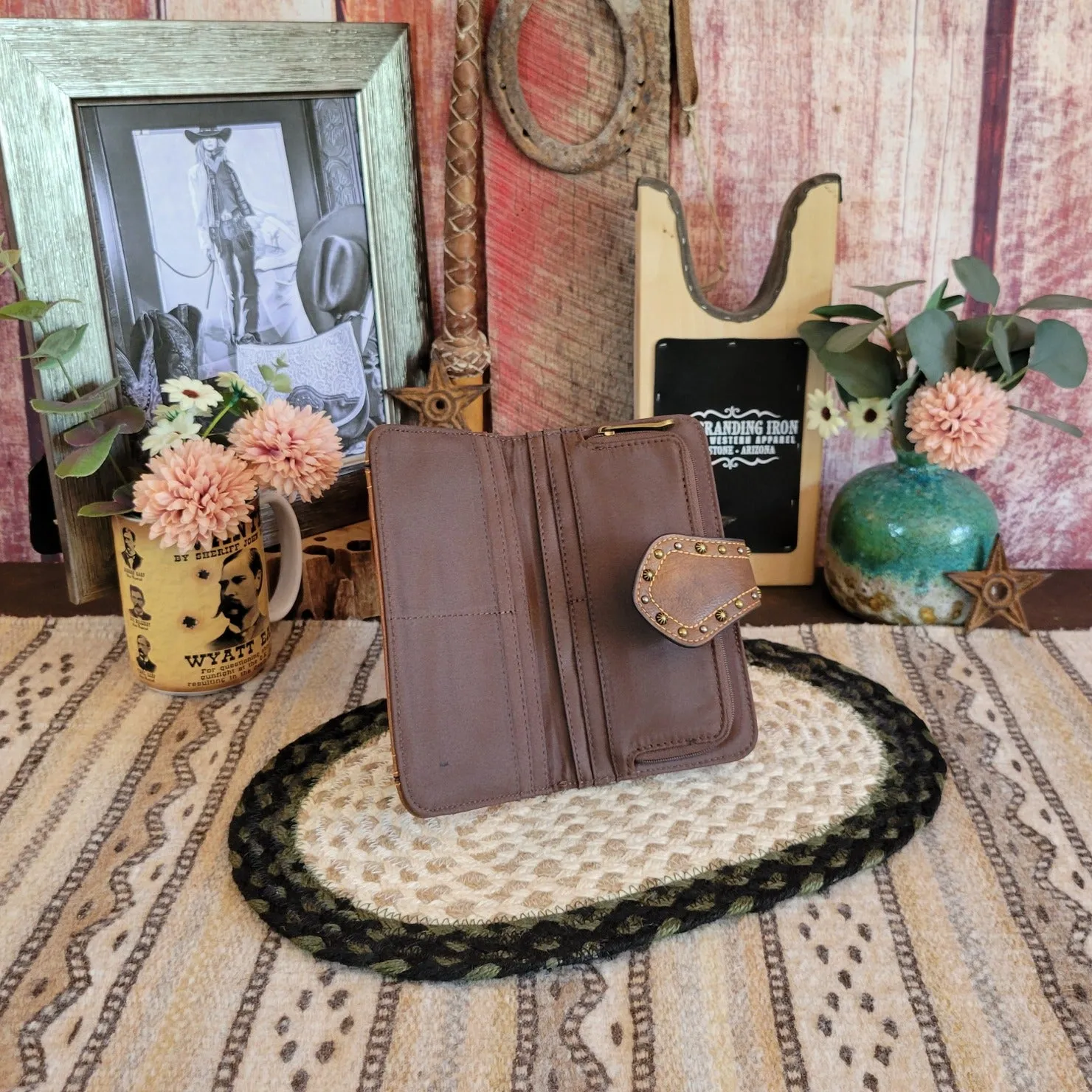 Women's Weathered Brown Wallet with Tan Trim by Justin  22078775W